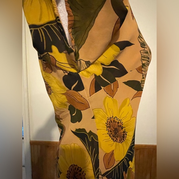 Vintage Brown Floral Dress, Label: A Wild Thyme, Sz 6 - Picture 8 of 16